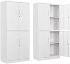 Yizosh Metal Storage Locking Cabinet with 4 Doors and 2 Adjustable Shelves,71" Lockable Garage Tall Steel Cabinet,for Home Office,Living Room,Pantry,Gym,Commercial Storage (White) by Yizosh