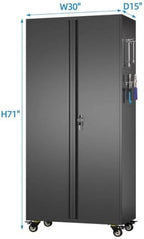 SUXXAN 71-Inch Garage Storage Cabinet with Drawer, Pegboard and Wheels - Image 3