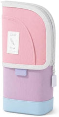 Retractable Pencil Case, Large Standing Pen Pouch, 3 Compartments (Rococo Pink) by Unknown