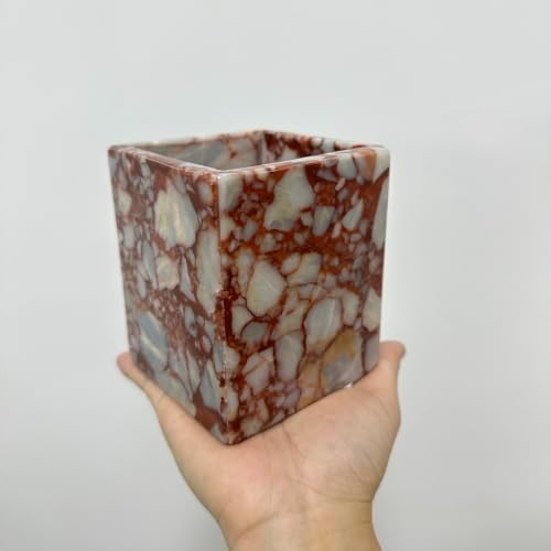 Natural Calacatta Red Marble Makeup Brush Holder, Pen Holder - Image 2