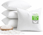 TOPGREEN Ogranic Feathers Down Pillow Inserts 16x16, Pack of 4, White by TOPGREEN