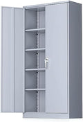 Greenvelly Metal Storage Cabinet with Doors, 72" Lockable Steel Garage Storage Cabinet with Shelves, Dark Grey 36" W x 18" D by Greenvelly