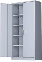 Greenvelly Metal Storage Cabinet with Doors, 72" Lockable Steel Garage Storage Cabinet with Shelves, Dark Grey 36" W x 18" D by Greenvelly