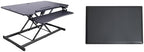 Rocelco 46" Electric Standing Desk Converter with AC Outlet USB Charger and Anti-Fatigue Floor Mat - Motorized Adjustable Sit Stand Riser - Tabletop Workstation Keyboard Tray - Black (R EDRB-46-MAFM) by Rocelco