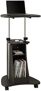 Techni Mobili Adjustable Height Rolling Laptop Cart with Storage, Graphite by TechniMobili