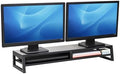 Mind Reader 2-Tier MDF Double Monitor Stand, Dual Screen Riser with Storage Shelf, 33.75 Inch Wide, 88 lb Capacity, Black by MindReader