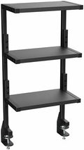 VIVO Clamp-on 13 inch Above or Below Desk 3-Tier Shelving Unit for Table Accessories, Gaming Devices, and More, Storage Tray, Desktop Organizer, Black, STAND-SHELF3C by VIVO