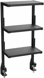 VIVO Clamp-on 13 inch Above or Below Desk 3-Tier Shelving Unit for Table Accessories, Gaming Devices, and More, Storage Tray, Desktop Organizer, Black, STAND-SHELF3C by VIVO