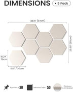 Fluxynara 8-Pack Hexagon Felt Bulletin Board Tiles, Oatmeal - Image 2