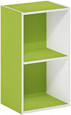 Furinno PASIR Book Shelf, 2-Tier Modern Bookshelf, Open Shelves Bookcase 9 x 12 x 21, Easy Assembly, for Living Room, Bedroom, Home Office, Green/White - Image 6