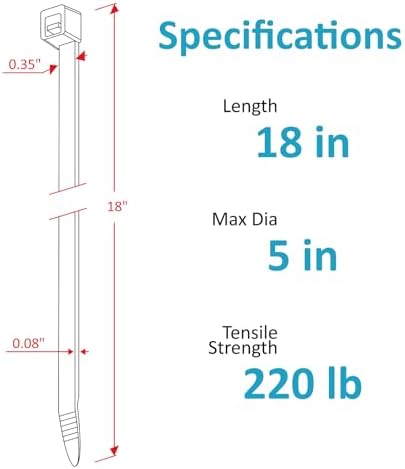 Skalon Large Zip Ties 18 Inch (500 Pack) - Heavy Duty, 220 lb Tensile Strength, Black Cable Ties, Extra Long Wire Ties - Image 2