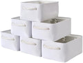 TheWarmHome Storage Basket for Organizing - Small 6 Pack 11.8x7.8x5.2 inch Gifts for Empty with Rope, Fabric Storage Cubes for Decorative Cloth Dog Livehome (White) by TheWarmHome