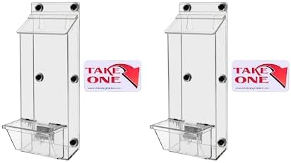 Marketing Holders 2 Pack Brochure Box with Lid Metal Mount Clear Acrylic Outdoor Trifold Caddy Holds 4" x 9" Rack Cards and 3.5" x 2" Business Cards with Take One Sticker Hangs On Smooth Surfaces by MarketingHolders