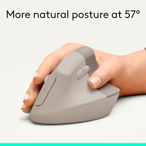 Logitech Lift Vertical Ergonomic Wireless Mouse - Sand - Image 3