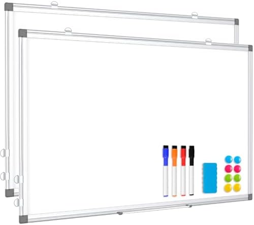 Double-Sided White Board Dry Erase Magnetic Whiteboard Wall 72x40, 2-Pack by WALGLASS