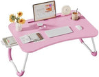 Lap Desk Bed Trays for Eating and Laptops Breakfast in Bed Tray for Sofa/Couch/Study/Reading/Writing with Cup Holder/Drawer On Low Sitting Floor Large Portable Foldable (Pink) by Unknown
