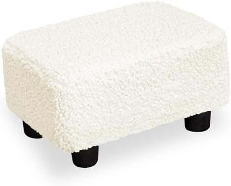 CAROLMADE Small Foot Stool Ottoman Footstool with Legs Under Desk Footrest for Living Room Bedroom and Office, Soft Ivory White by CAROLMADE