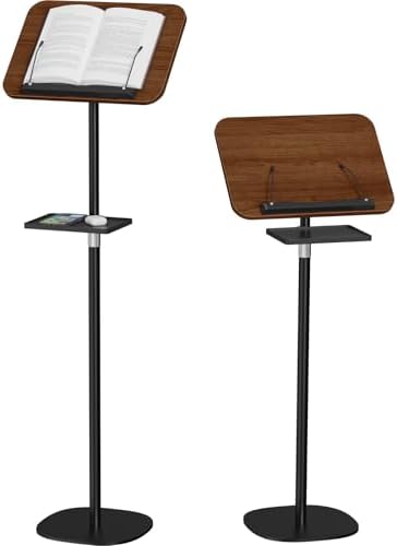 Snughome Floor Book Stand with Removable Tray, Wood Standing Book Stand for Reading, Height Adjustment 21"-51", Music Stand Cookbook Stand Textbook Stand Laptop Stand Book Holder for Display by Snughome