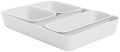 Superio Decorative Plastic Desk Drawer Organizer Tray, White Smoke (Set of 5) Open Home Storage Bins Organizer Baskets, for Organizing Closet Shelves Drawer Shelf - Ribbed Collection by Superio
