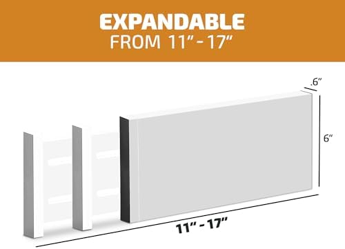 6-Pack Drawer Dividers - 6 Inches High, Adjustable 11 to 17 Inches Bamboo Drawer Organizer, Large Expandable Separator for Clothes, Dresser, Bedroom, Bathroom, Baby, Office, Kitchen Utensil, White - Image 4