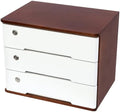 Wood Desk Organizer with 3 Drawers, Lockable Desktop Countertop Storage Cabinet for Home Office Supplies File Tabletop Organizing Unit, 15.75" x 11.02" x 12.2" (Dark Brown + White) by iSamLam