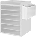 HOOBRO Adjustable Countertop Mail Sorter, 6 Tier Wooden Paper Organizer, Vertical Literature Organizer with Side Storage, Office Mailbox Cubbies, Classroom Mailbox, for Home, Office, White WT34WF01 by HOOBRO