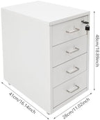 4 Drawer Vertical File Cabinet, Beige Metal File Cabinet with Lock(White) - Image 3