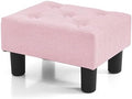 BRIAN & DANY Small Foot Stool, Linen Foot Stools with Legs, Stable Small Footstool for Living Room, Light Pink by BRIANDANY