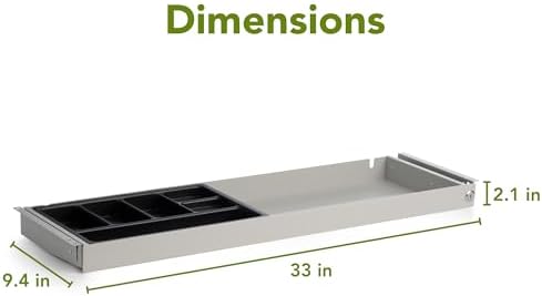 Perfect POSTURE Under Desk Drawer & Organizer 9.5 x 34.5 Metal Desk Storage - Image 3
