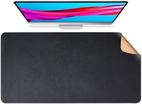 Large Cork Office Desk Mat, Dual-Sided Cork Leather Mouse and Keyboard Pad, Non-Slip Easy Clean Home Computer Mat Accessories(Black,80x40cm) by Unknown