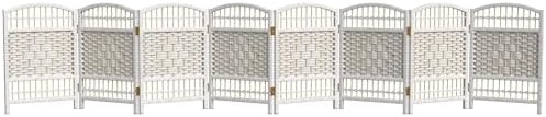 Red Lantern 2 ft. Short Fiber Weave Folding Screen - White - 8 Panels by RedLantern