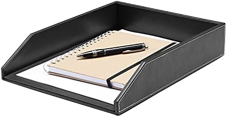 Gallaway Leather Letter Tray Organizer - PU Leather Desk Tray, Perfect for Office Organization, Document Holder Fits A4 Paper, Stackable Drawers for Extra Storage (Black) by GallawayLeather