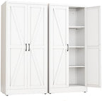 White Metal Storage Cabinet, 63" Kitchen Pantry Cabinets for Office by RISTERN