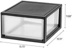 IRIS USA 2-Pack 30 Qt. Stacking Drawer Organizer with Sliding Drawer, Black - Image 3