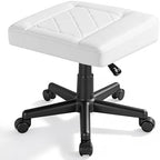VECELO Under Desk Footrest, PU Ergonomic Foot Rest with Wheels, Comfort Padding, Height Adjustable for Relieving Leg Pain, Stiffness, and etc, White by VECELO