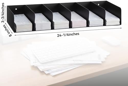 Gisafai Metal Check Sorter Organizer 6 Pockets, 16 x 3.75 x 8 Inch Black - Image 2