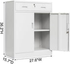 Wanfu Metal Storage Cabinet, Locking Cabinet with 1 Drawer and Adjustable Shelf, 36" H x 28" W x 16" D Steel Storage Cabinet for Office, Garage, Home-White - Image 3