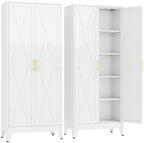 GAIOUS 71" Tall Kitchen Pantry Cabinet,Metal Storage Cabinet White Cupboard by GAIOUS