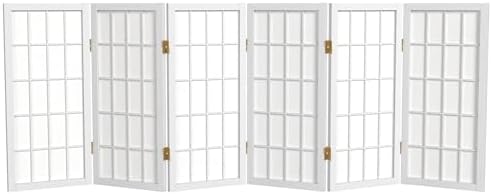 2 ft. Short Desktop Window Pane Shoji Screen - White - 6 Panels by RedLantern