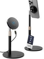 GALVANOX Magnetic Fast-Charging Desk Phone Stand (Adjustable Height) Compatible with MagSafe, Tall Wireless Charger, Heavy Metal Base (15W) Desktop iPhone Holder, Great for Office/Video Calls by Galvanox