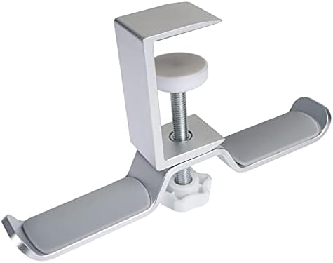 GRFIT Headphones Stand Headphone Hanger PC Gaming Dual Headphone Stand Under Desk 360 Degree Rotating Metal Desktop Lock Clip Double Hook Storage Rack Headset Holder (Color : A) by Unknown