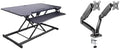 Rocelco 46" Electric Standing Desk Converter with AC Outlet USB Charger and Dual Monitor Arm Mount - Motorized Adjustable Sit Stand Riser - Tabletop Workstation Keyboard Tray - Black (R EDRB-46-MA2) by Rocelco