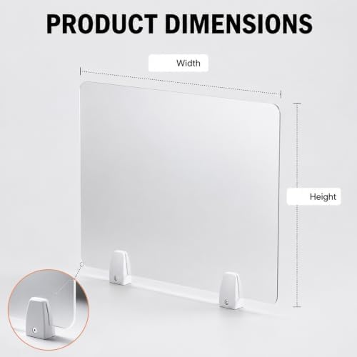 Frosted Acrylic Desk Divider, Free Standing No Drill Clamp-On Office Desk Partition Privacy Screen,Translucent Desk Cubicle Divider for Office Workspace Classroom(24" W x 12" H, 2Pcs) - Image 3