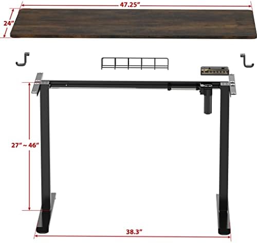 SHW 48-Inch Electric Height Adjustable Sit to Stand Desk, Rustic Brown - Image 6