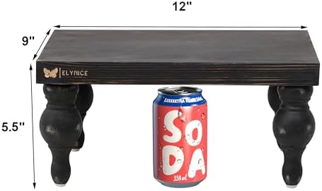 Decorative Wood Risers for Display - 12 x 9 x 5.5 Wood Pedestal Stand Table for Farmhouse Decor, Kitchen Counter Decor - Wooden Kitchen Soap Tray for Farmhouse Table Decor (Classic Black) - Image 3