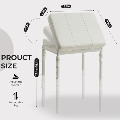 TIOPGHAD Adjustable Ottoman Pouf, 60 Degree Tilt Footrest, Beige - Image 3