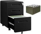 3 Drawer Mobile File Cabinet with Lock, 4 Keys and 25 Letter File Folders by LVSTEEL