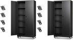 Letaya Metal Garage Storage Cabinets with Wheels,Steel Tool Cabinets Lock Door and Adjustable Shelves for Home,Office,Warehouse Organisieren (Black, 75" H) (Pack of 2) by LetayaMetalCabinets