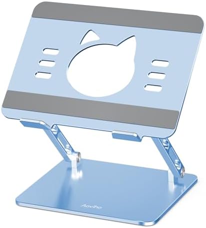 Aoviho Laptop Stand for Desk, Adjustable Foldable Aluminum Laptop Riser for 10–17.3 Inch Laptops – Sturdy Ergonomic Computer Holder, Supports Up to 22 lb, Cooling Vent, Sky Blue by Aoviho