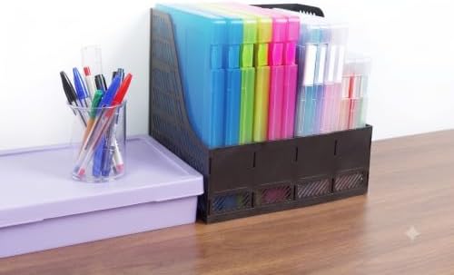 6 Packs A4 Paper Storage Boxes, 8.5 x 11 Plastic Portable Project Case for US letter Size and A4 paper, Plastic Multi-Purpose Thick Scrapbook Storage Box for Office (12.6"L x 9.5"W x 0.94"H) - Image 7